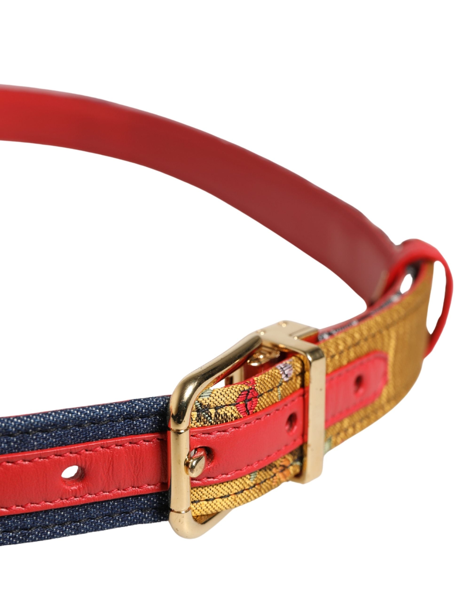Dolce & Gabbana Multicolor Floral Jacquard Metal Buckle Belt - Luxe Marca