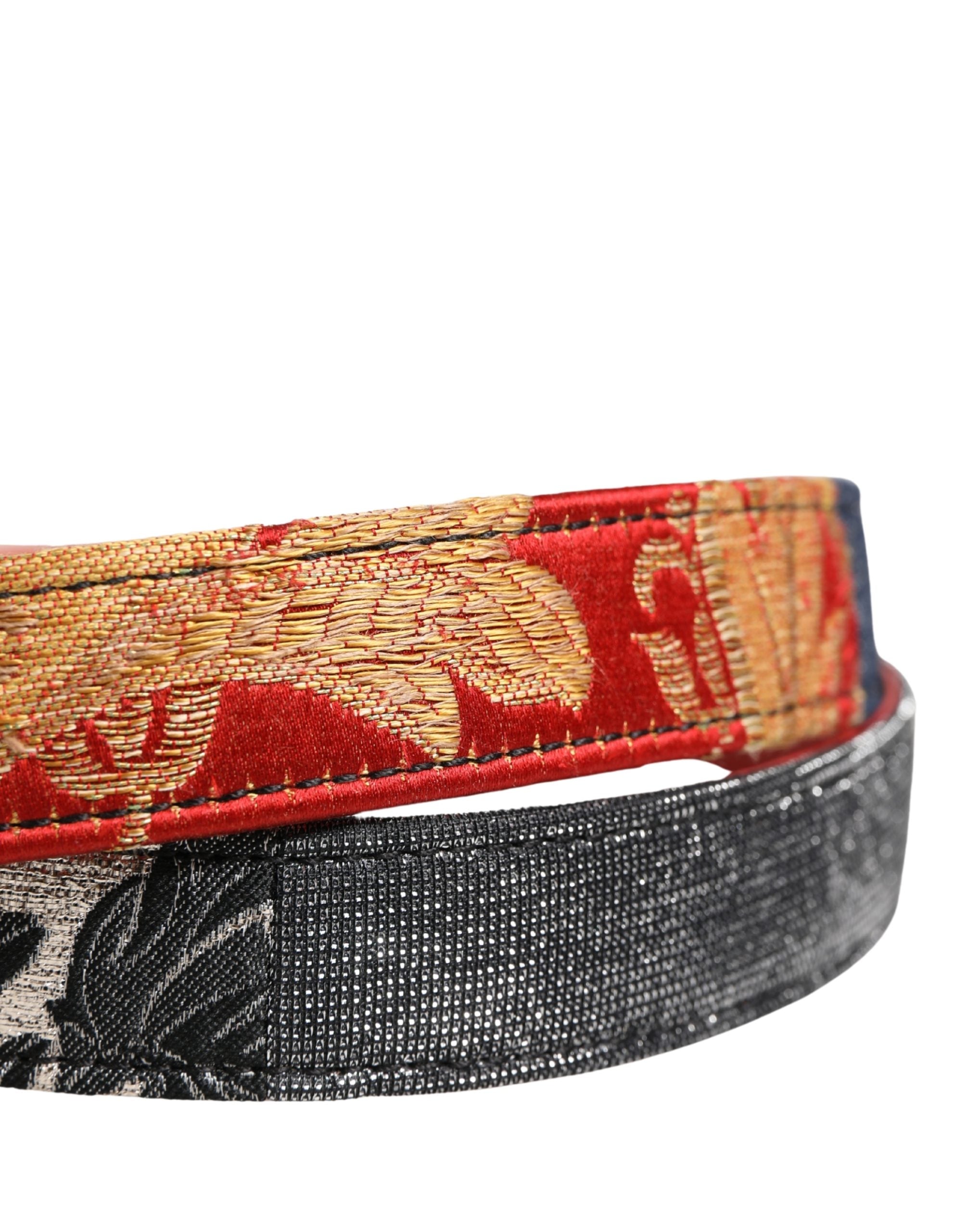 Dolce & Gabbana Multicolor Floral Jacquard Metal Buckle Belt - Luxe Marca