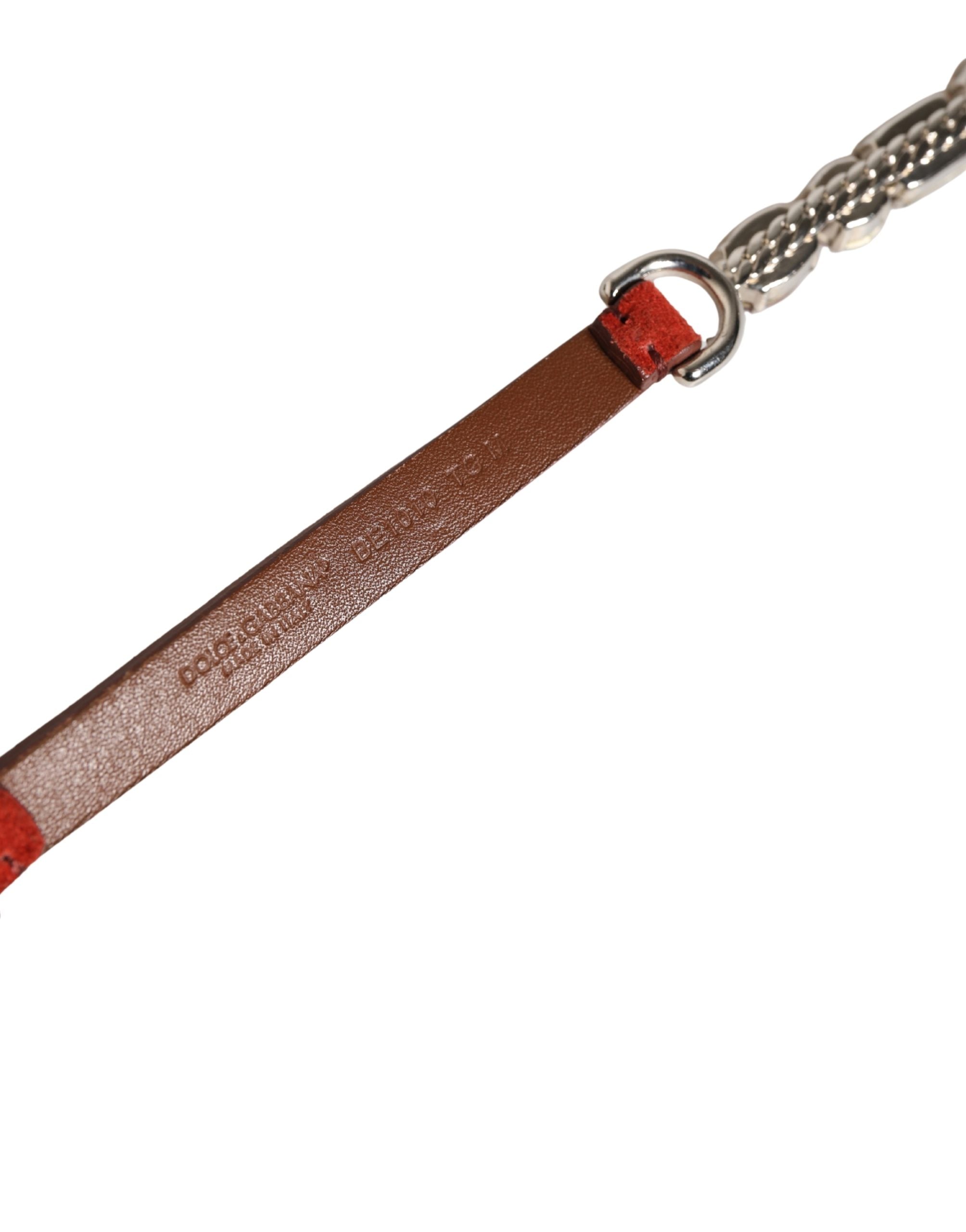 Dolce & Gabbana Red Velvet Crystals Chain Embellished Belt - Luxe Marca