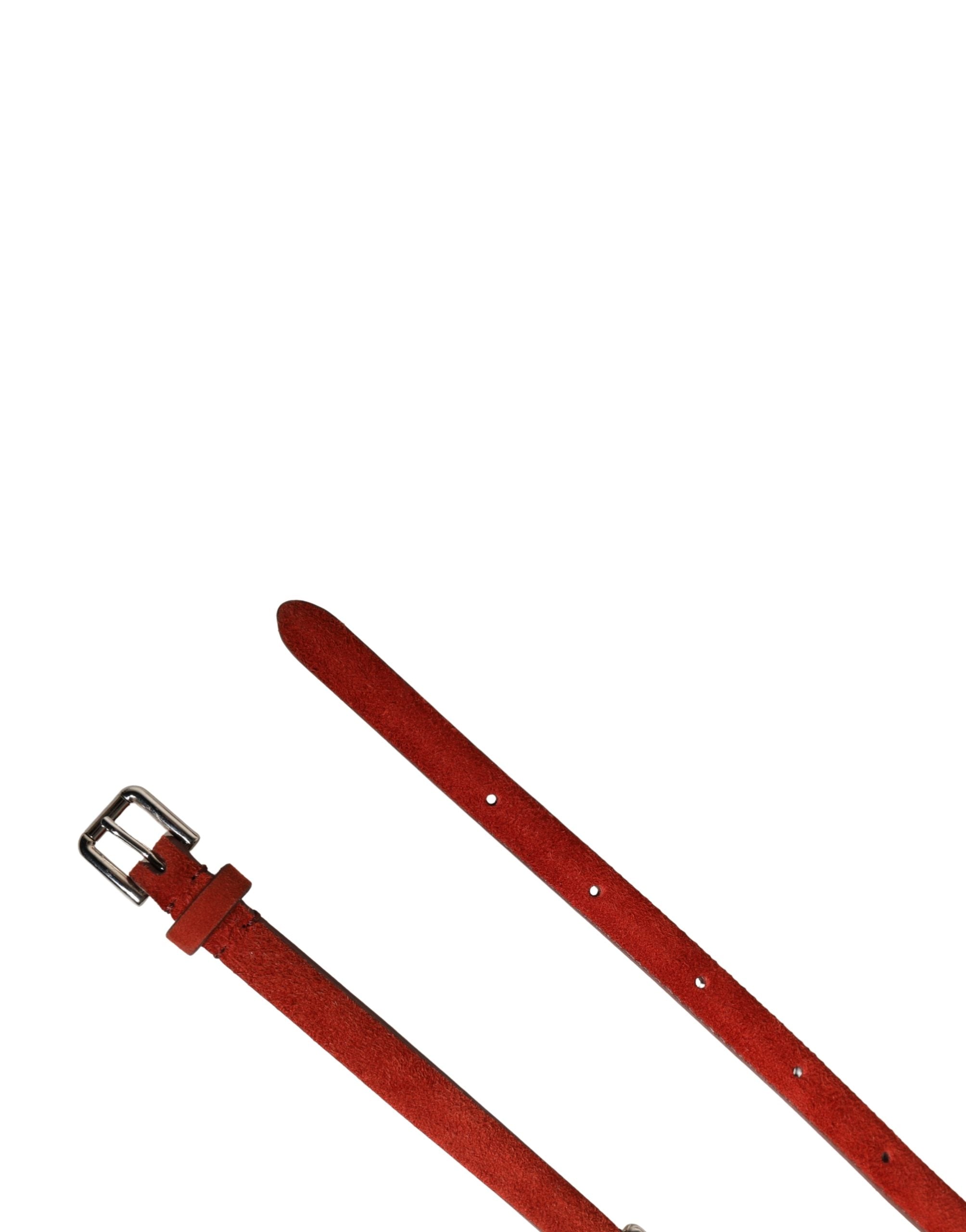 Dolce & Gabbana Red Velvet Crystals Chain Embellished Belt - Luxe Marca