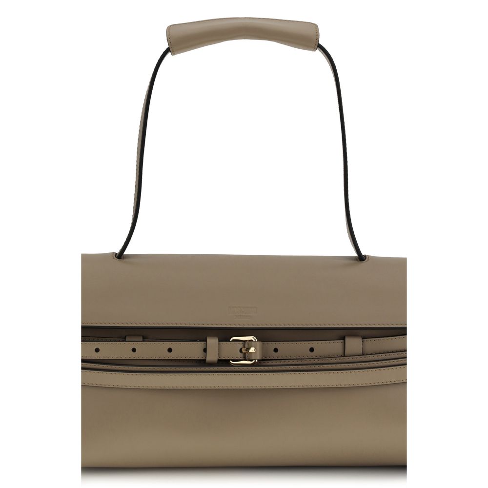 Moschino Beige Calf Leather Bos Taurus Shoulder Bag - Luxe Marca