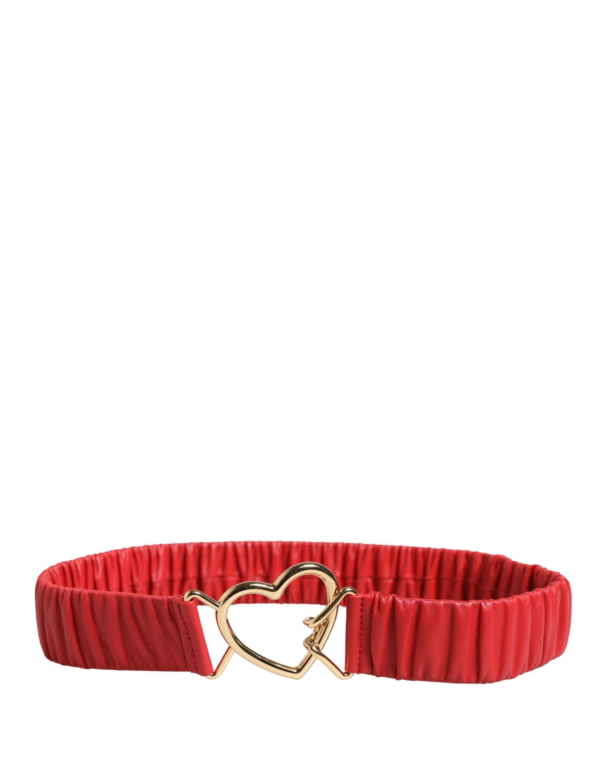 Dolce & Gabbana Red Leather Gold Heart Metal Buckle Belt - Luxe Marca