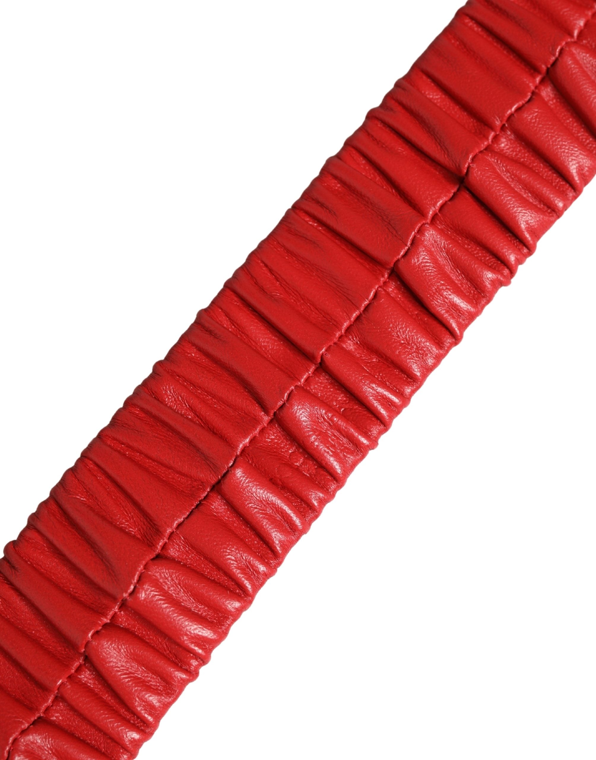 Dolce & Gabbana Red Leather Gold Heart Metal Buckle Belt - Luxe Marca