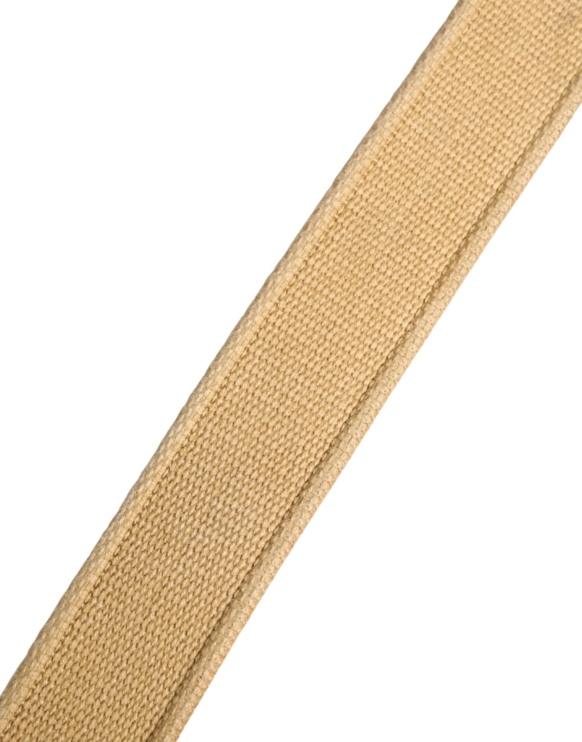 Ermanno Scervino Beige Canvas Embellished Metal Buckle Belt - Luxe Marca