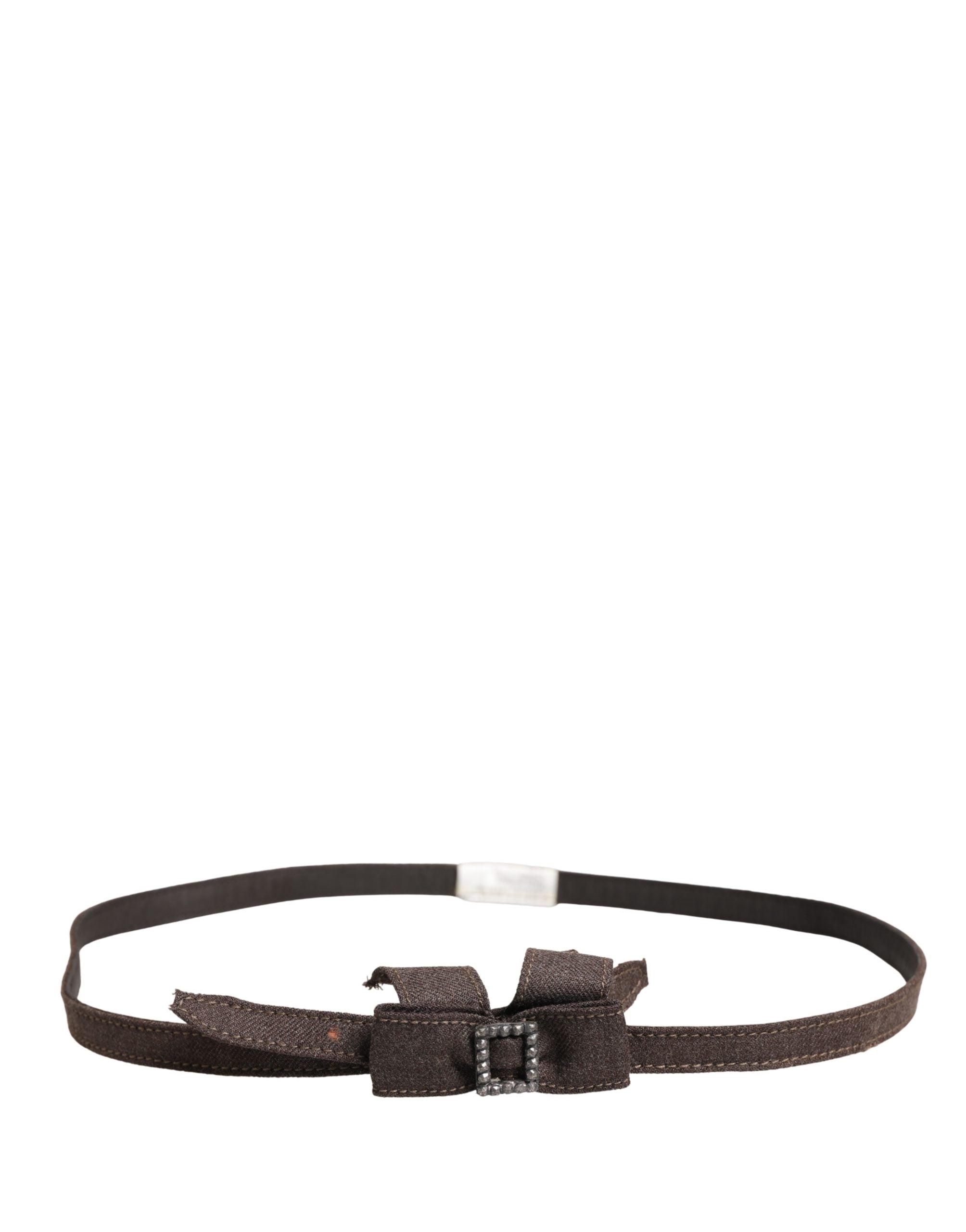Ermanno Scervino Dark Brown Wool Bow Embellished Buckle Belt - Luxe Marca