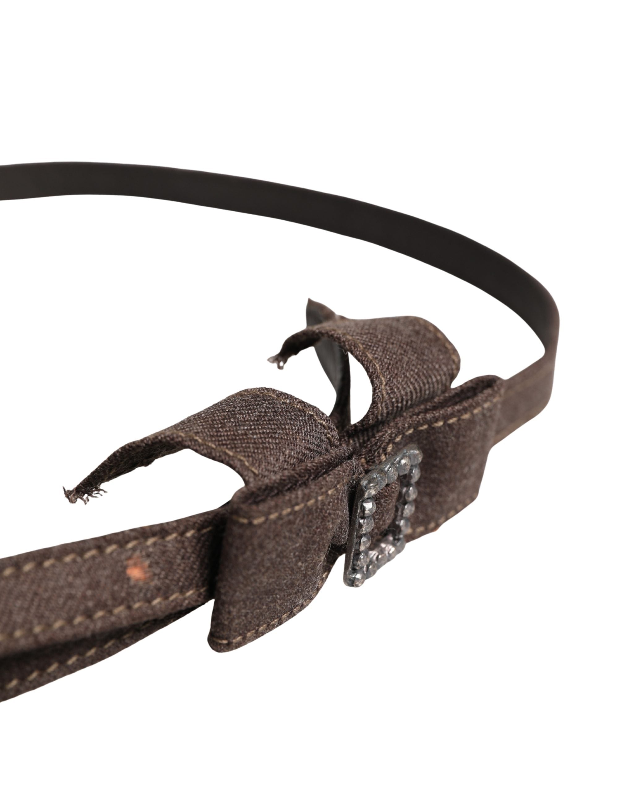 Ermanno Scervino Dark Brown Wool Bow Embellished Buckle Belt - Luxe Marca