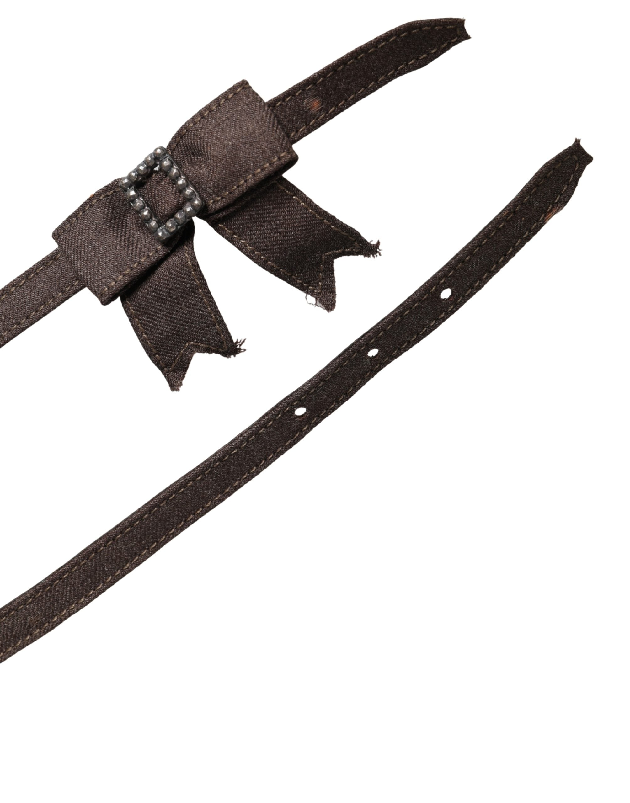 Ermanno Scervino Dark Brown Wool Bow Embellished Buckle Belt - Luxe Marca