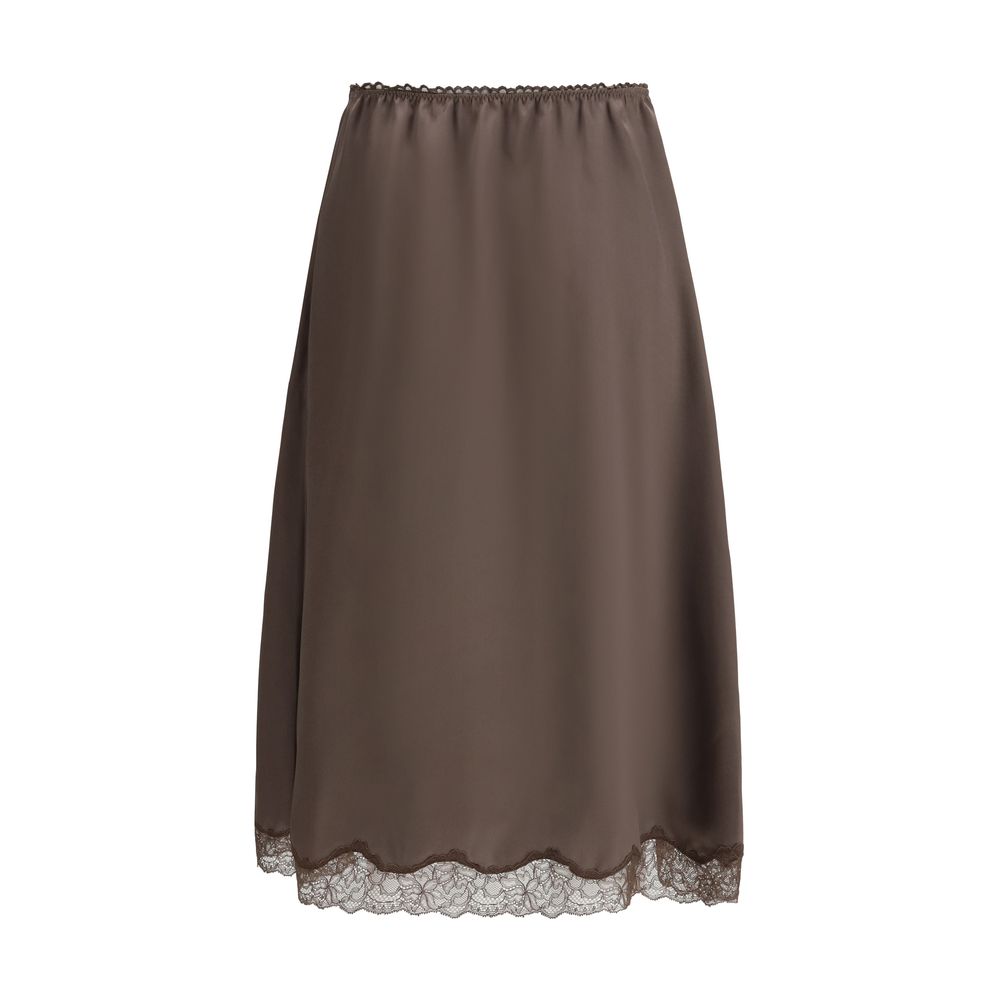 Magda Butrym Brown Silk Midi Skirt - Luxe Marca