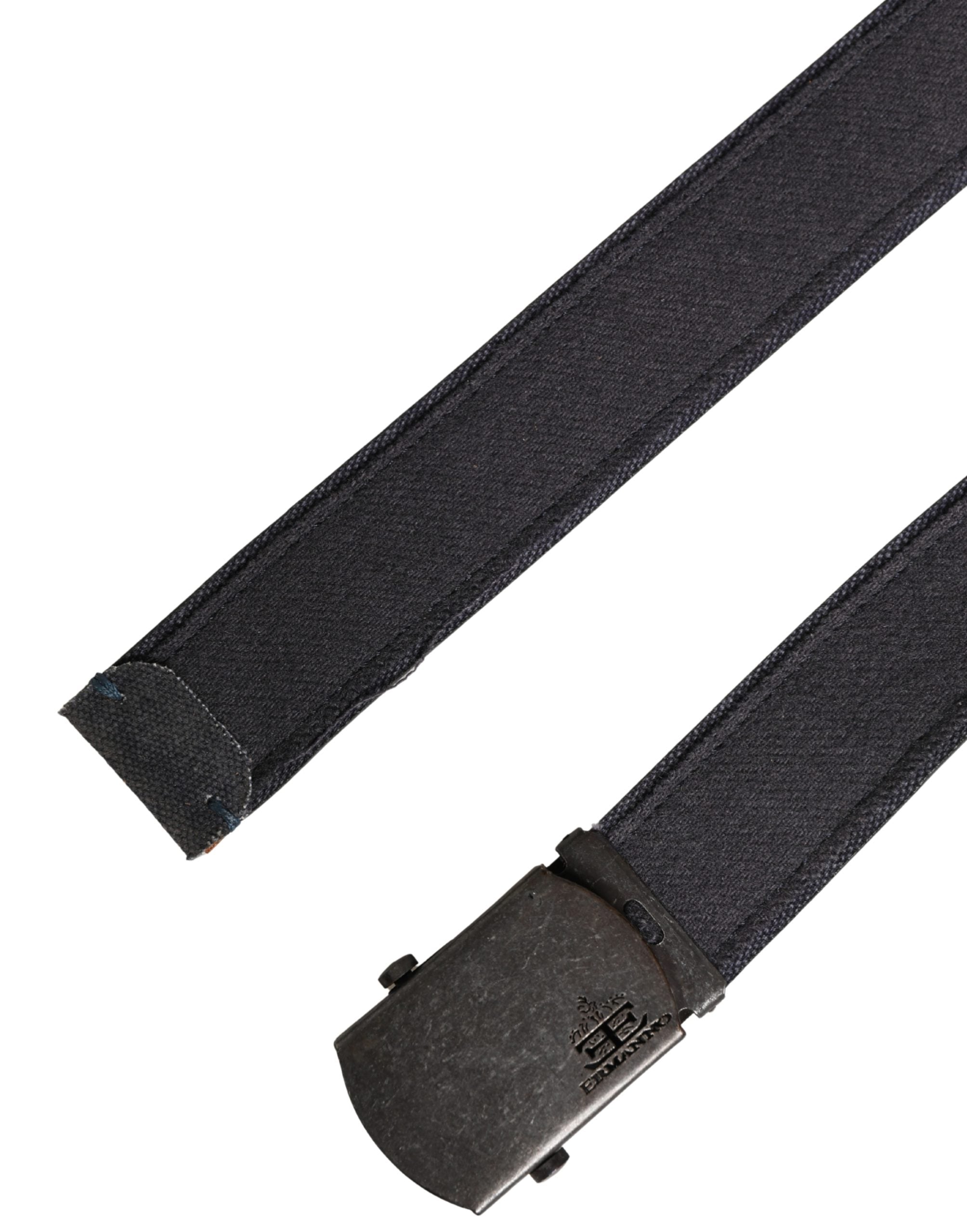 Ermanno Scervino Black Wool Cotton Logo Metal Buckle Belt - Luxe Marca