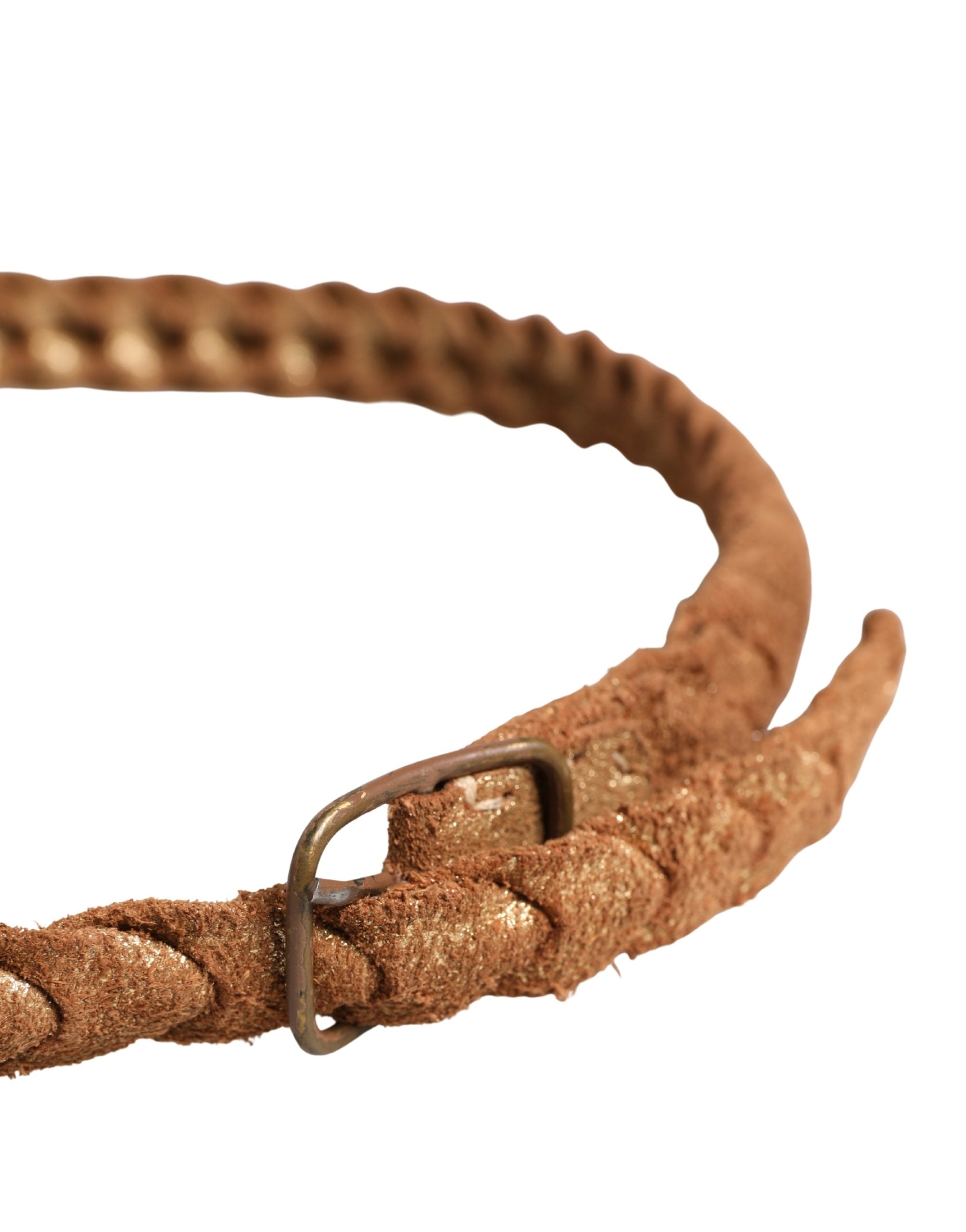 Ermanno Scervino Brown Leather Braided Metal Buckle Belt - Luxe Marca