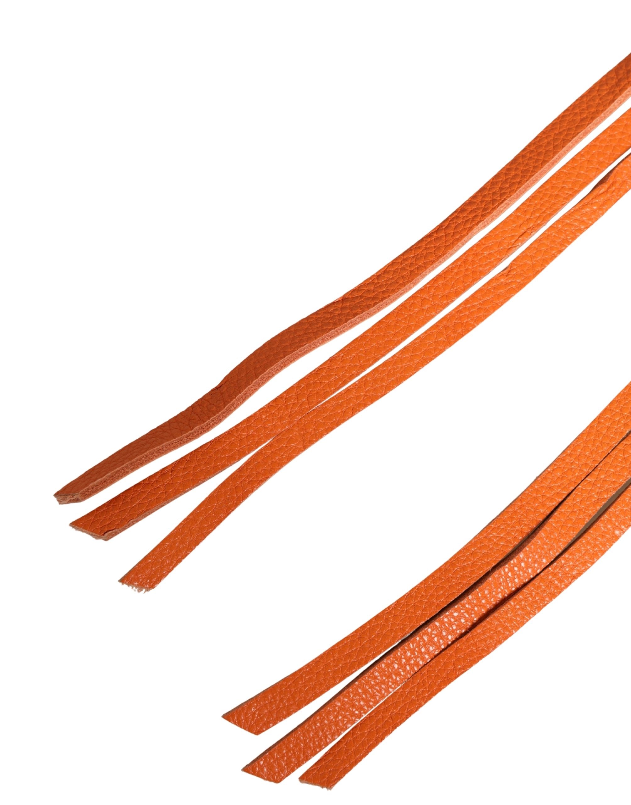 Scervino Street Orange Leather Chain Waist Metal Buckle Belt - Luxe Marca