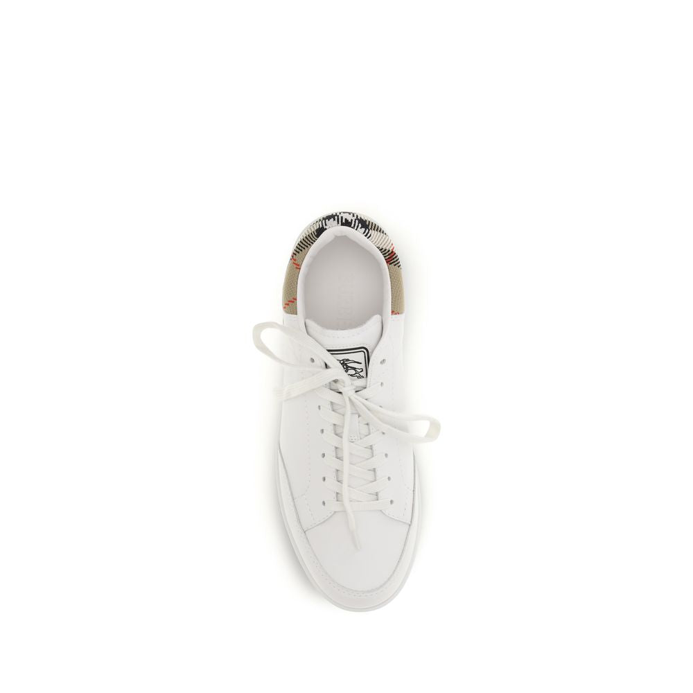 Burberry White Calf Leather Bos Taurus Low Top Sneakers - Luxe Marca