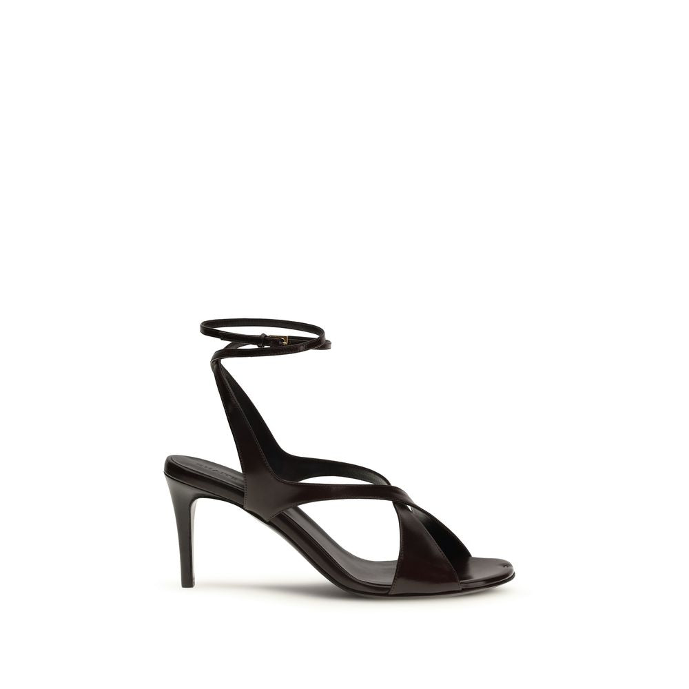 Khaite Black Calf Leather Bos Taurus Strap-On Sandals - Luxe Marca