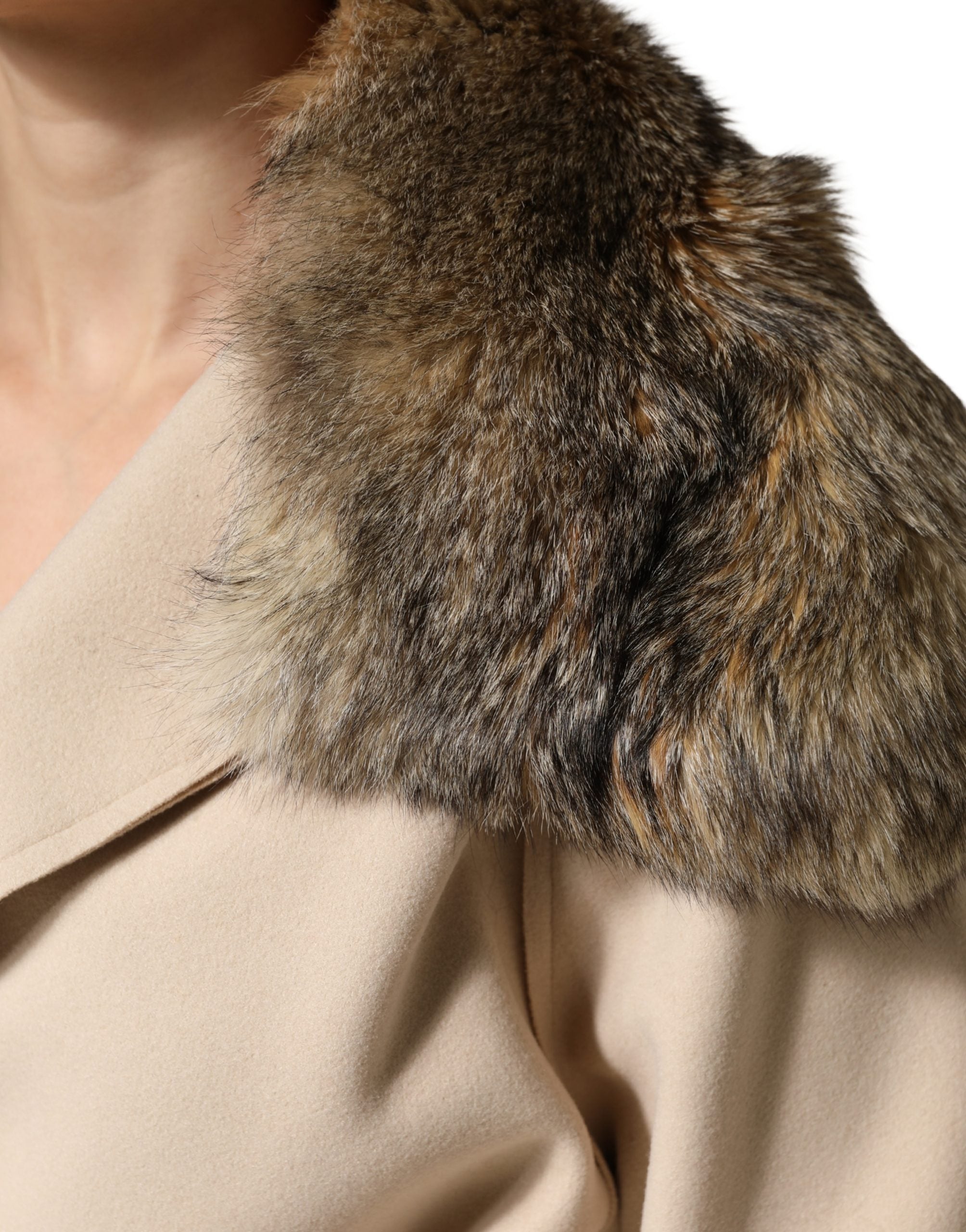 Dolce & Gabbana Brown Fur Shoulder Collar Neck Wrap Scarf - Luxe Marca