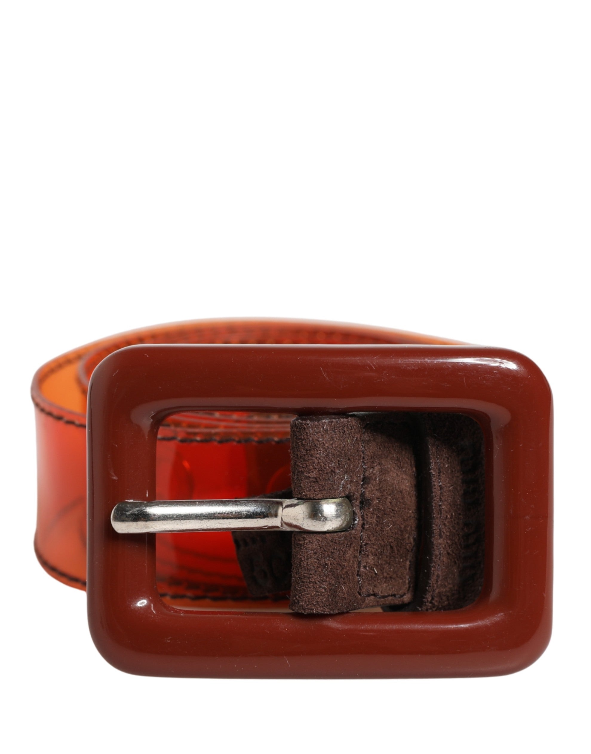 Miu Miu Orange PVC Waist Women Cintura Square Buckle Belt
