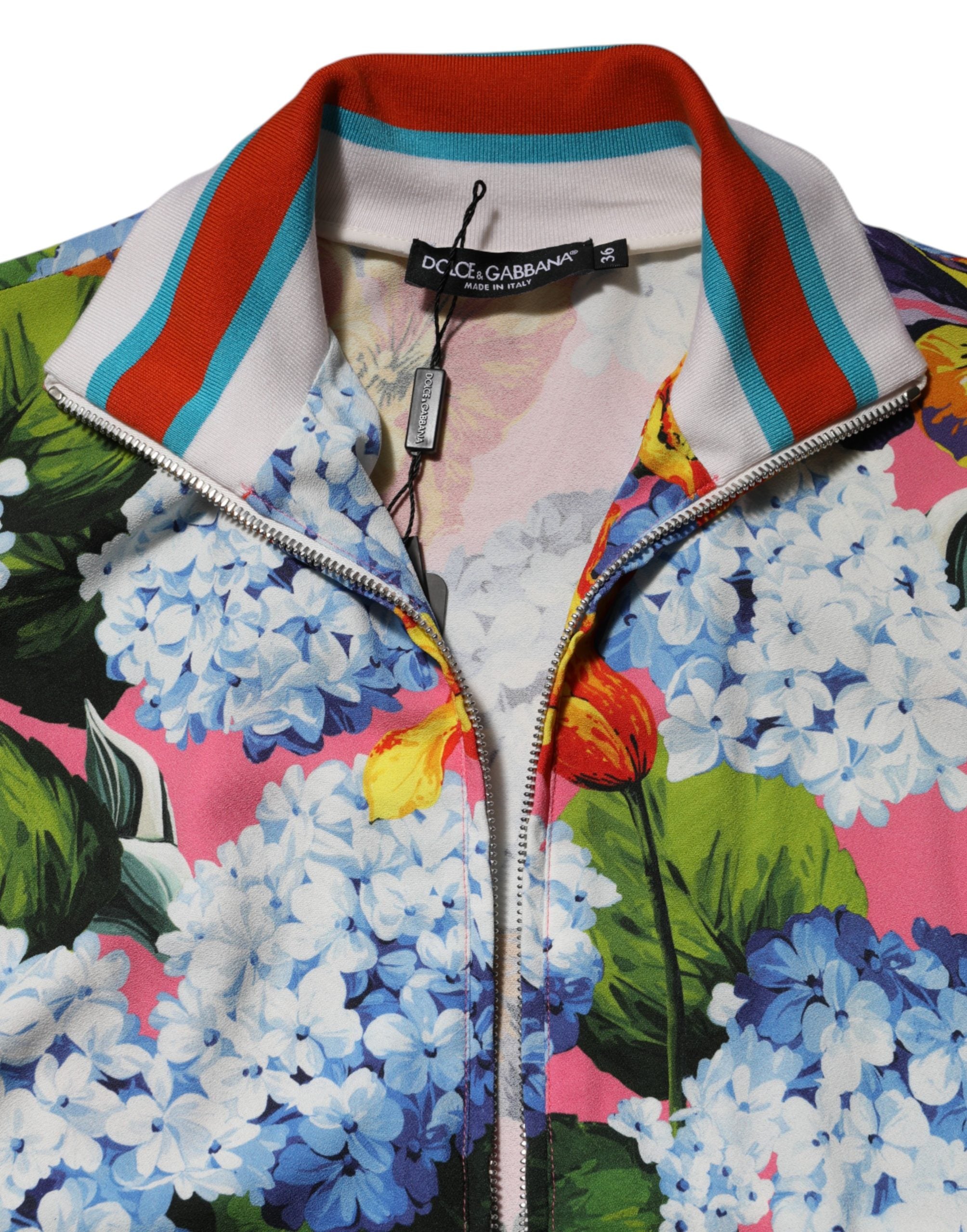 Dolce & Gabbana Multicolor Floral Print Zip Cardigan Jacket