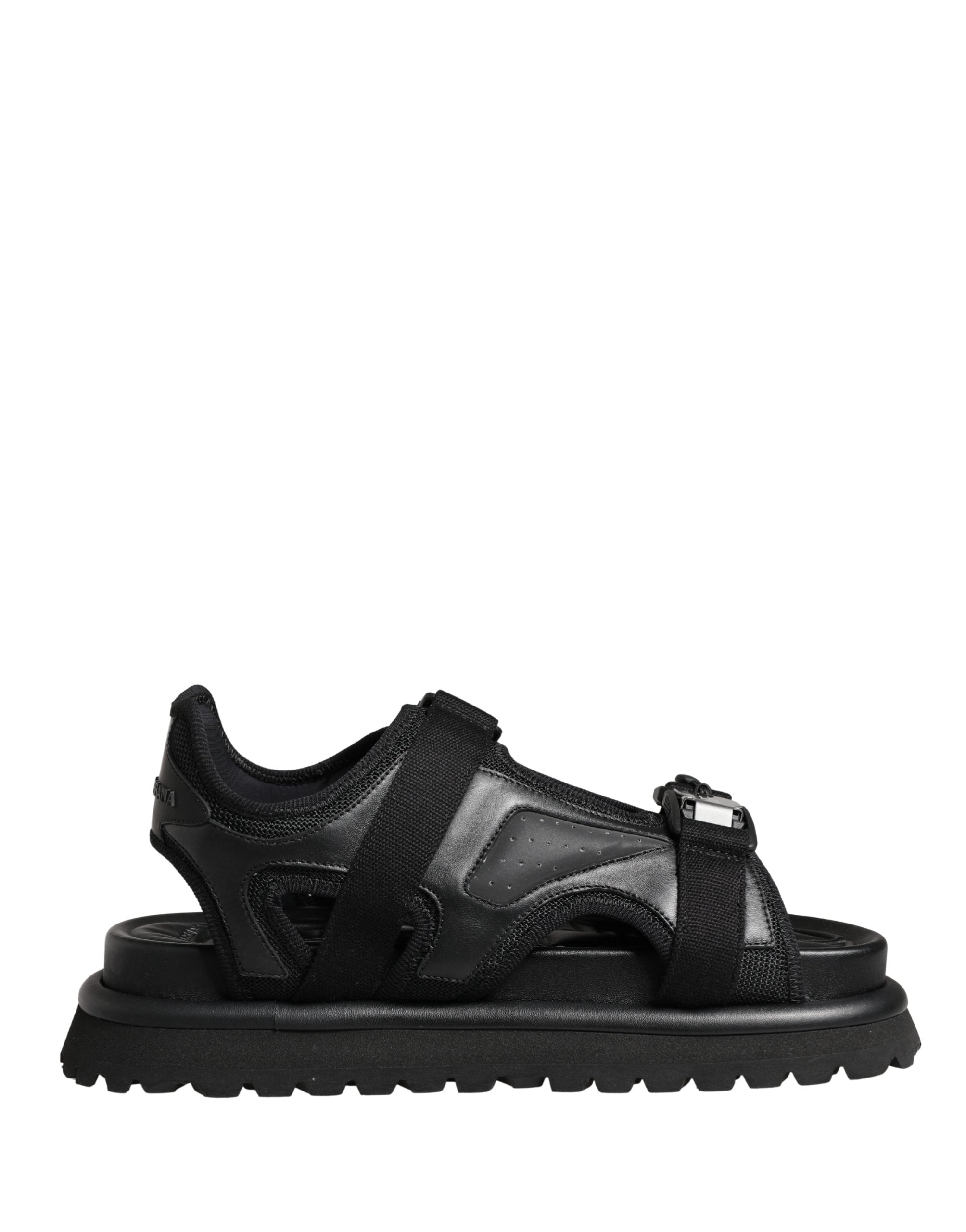 Dolce & Gabbana Black Logo Detailed Men Chunky Sandals Shoes