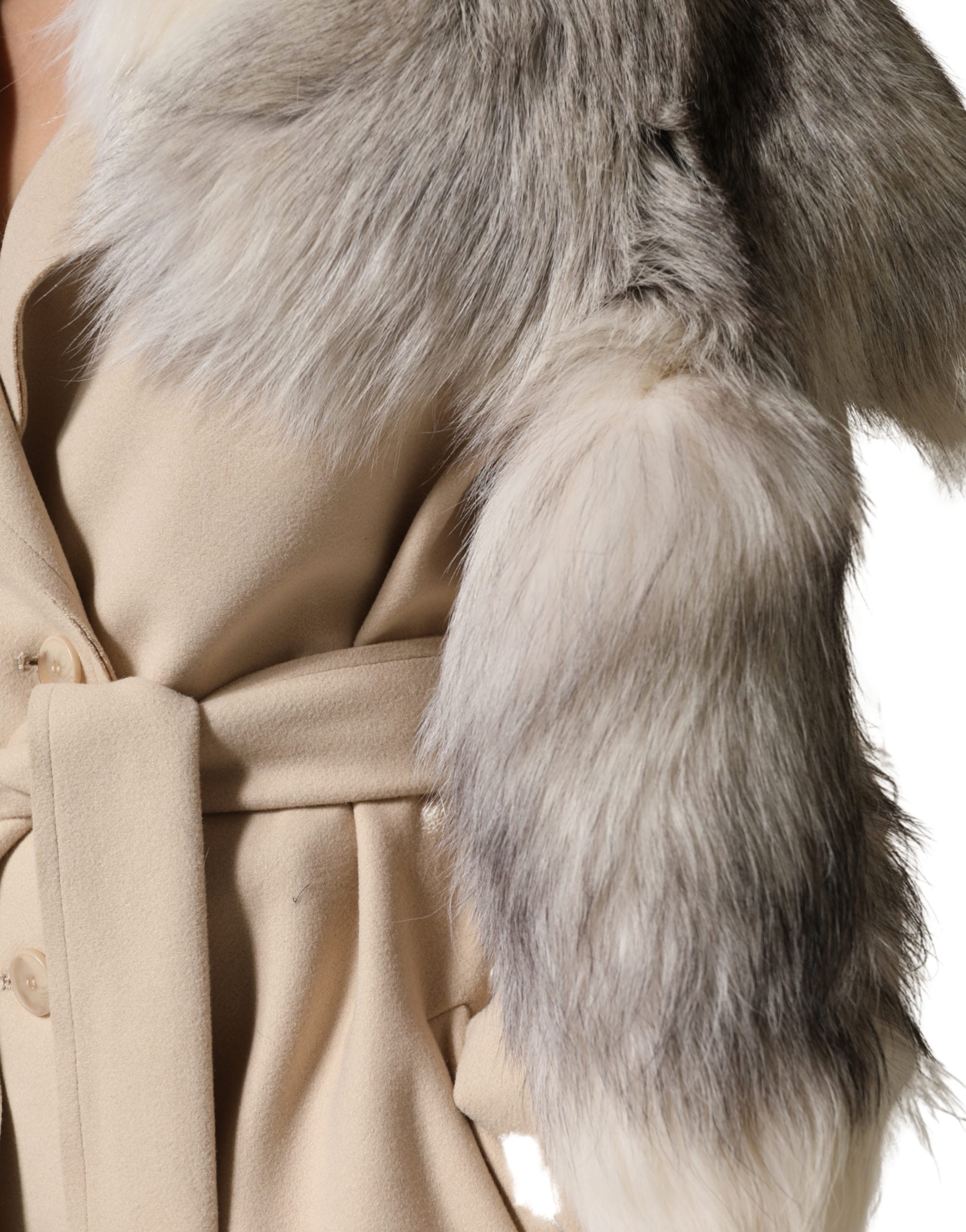 Dolce & Gabbana White Fox Fur Neck Wrap Warmer Winter Scarf - Luxe Marca