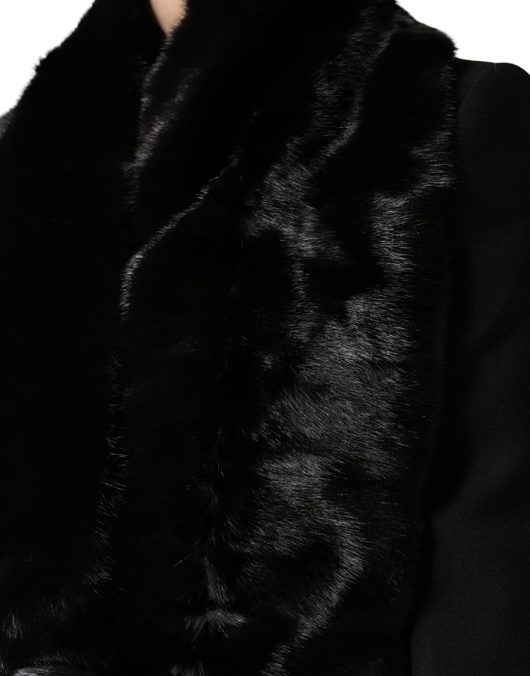 Dolce & Gabbana Black Fur Shawl Neck Wrap Cover Collar Scarf - Luxe Marca