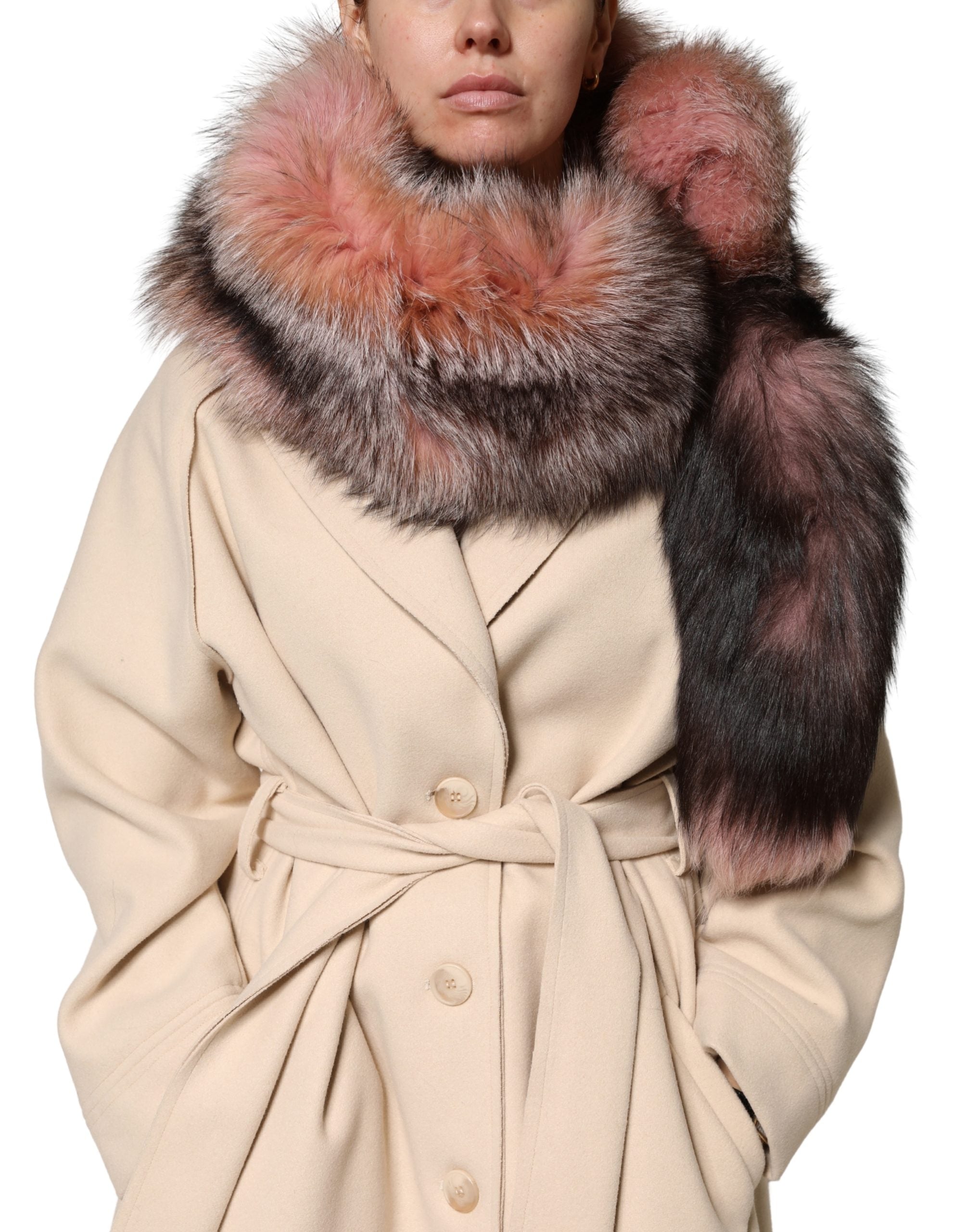 Dolce & Gabbana Pink Frost Fox Fur Neck Warmer Winter Scarf - Luxe Marca