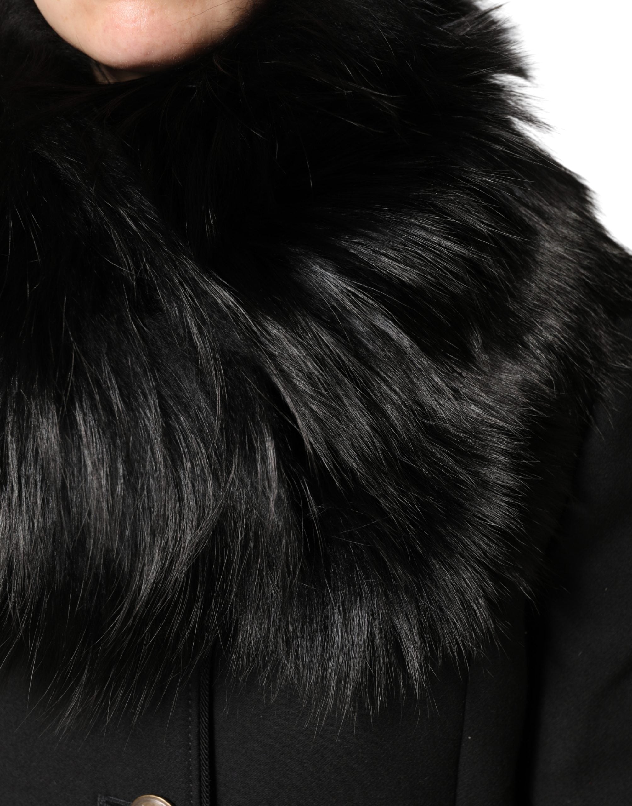 Dolce & Gabbana Black Fur Shoulder Collar Wrap Shawl Scarf - Luxe Marca