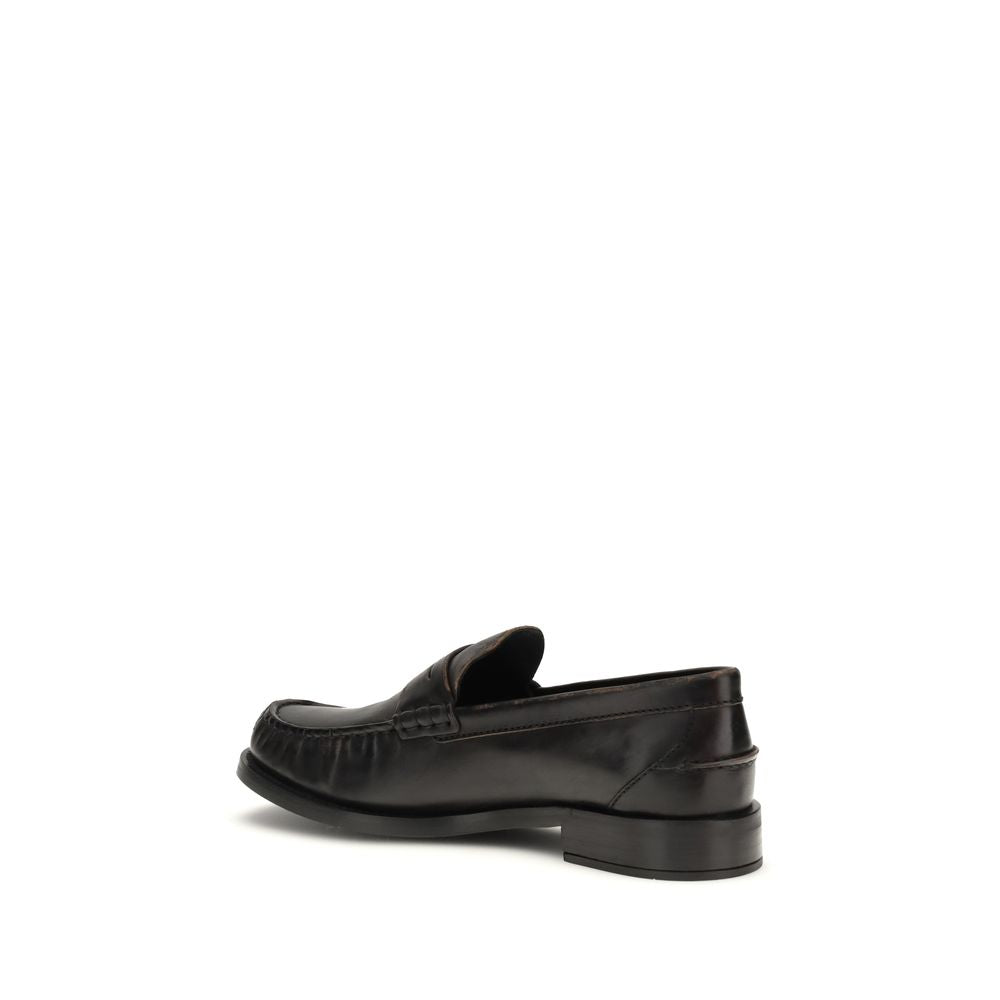 Prada Black Calf Leather Bos Taurus Slip-On Loafers - Luxe Marca