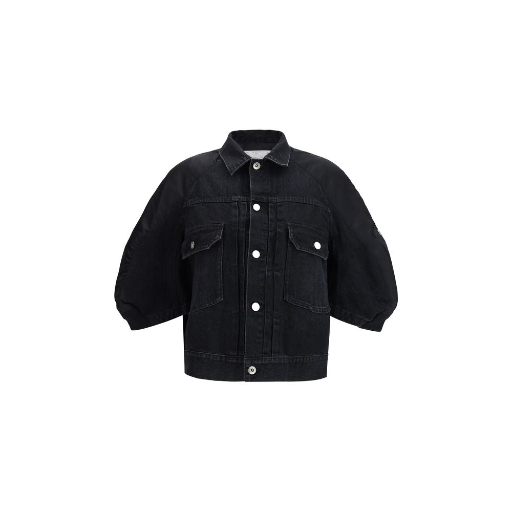 Sacai Black Cotton Denim Jacket - Luxe Marca