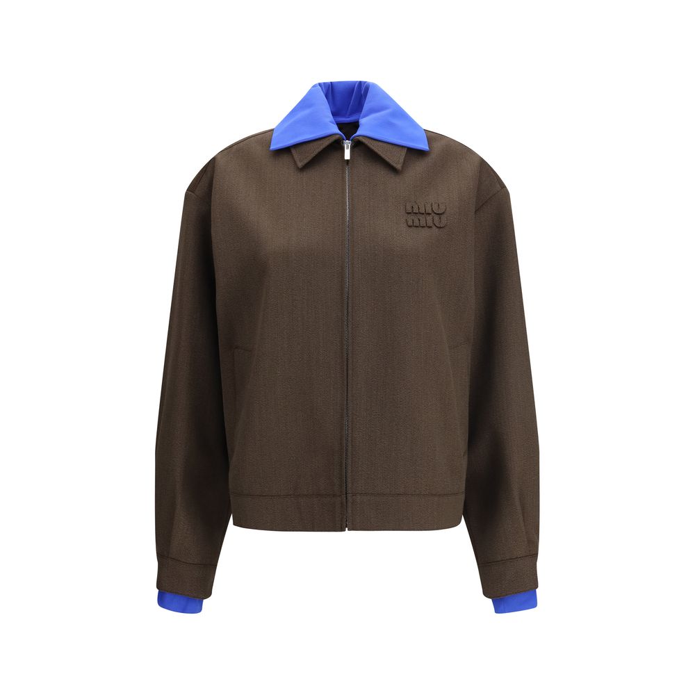 Miu Miu Brown Fleece Wool Bomber - Luxe Marca