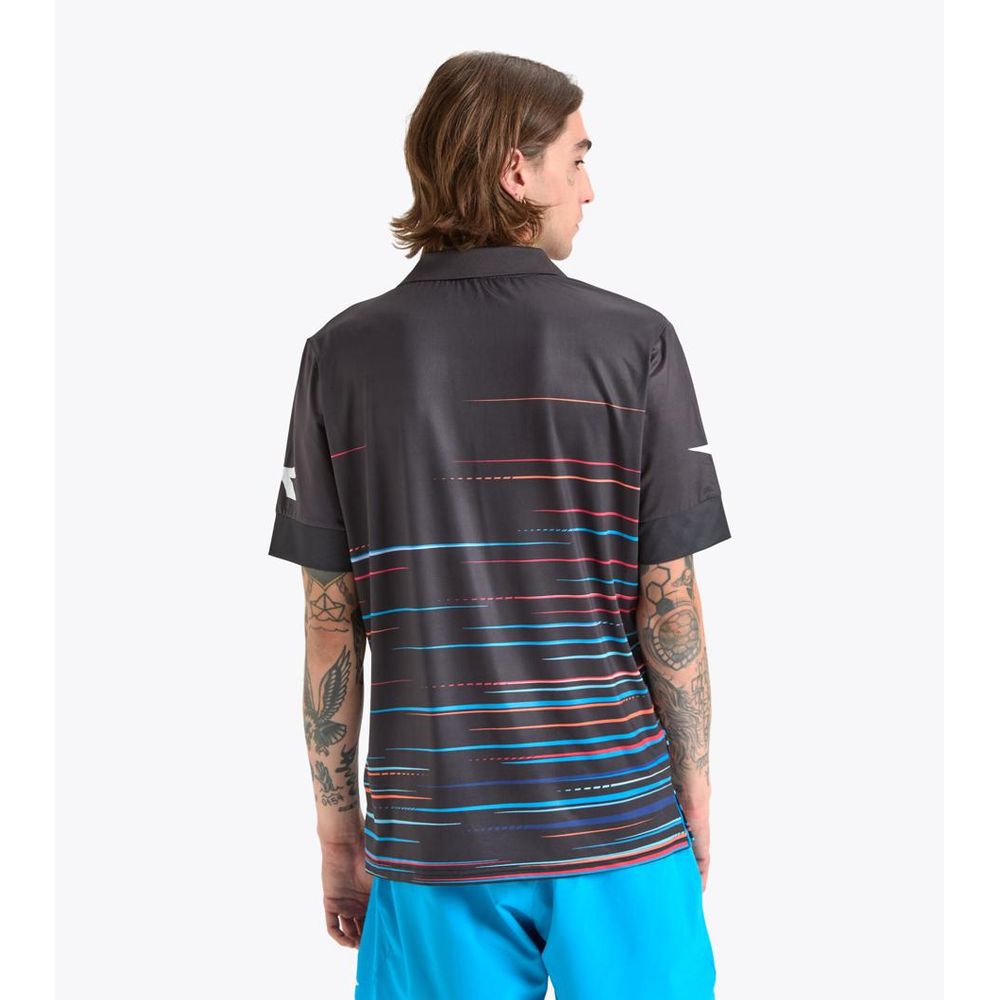 Diadora Black Polyester Polo Shirt