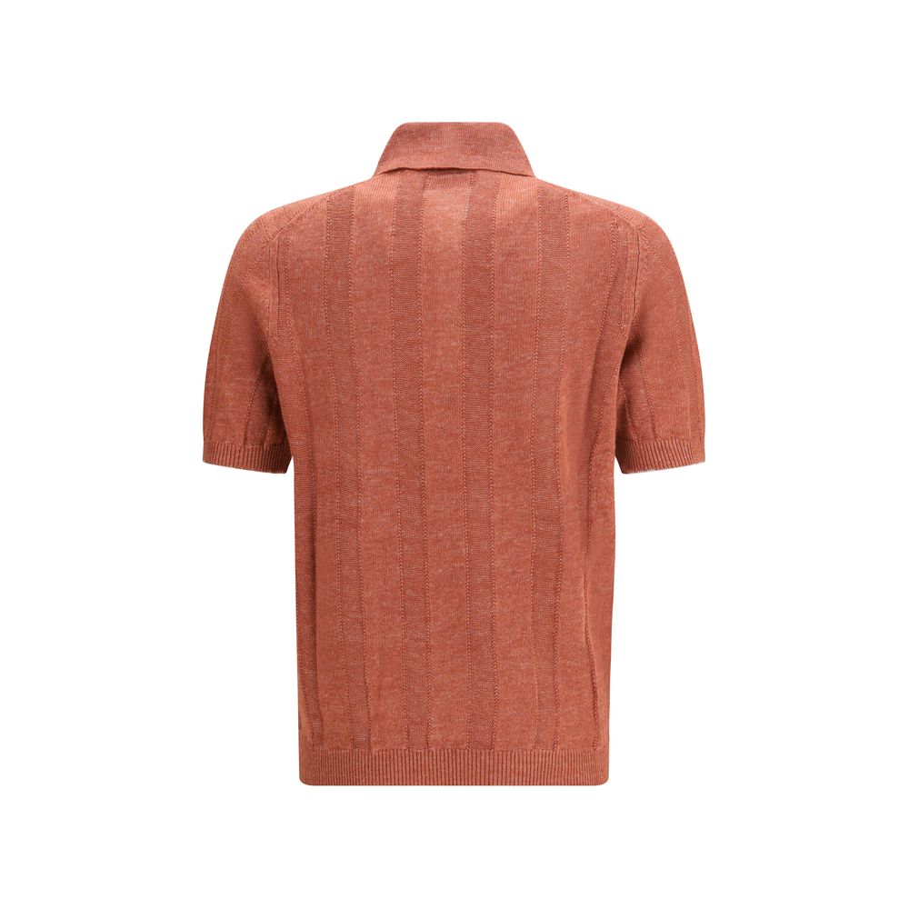 Brunello Cucinelli Orange Cotton Polo Shirt - Luxe Marca
