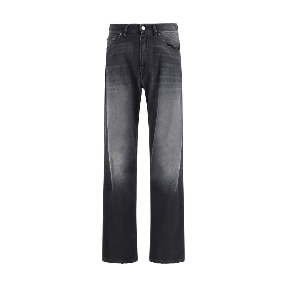 MM6 Black Cotton Straight-Leg Jeans - Luxe Marca