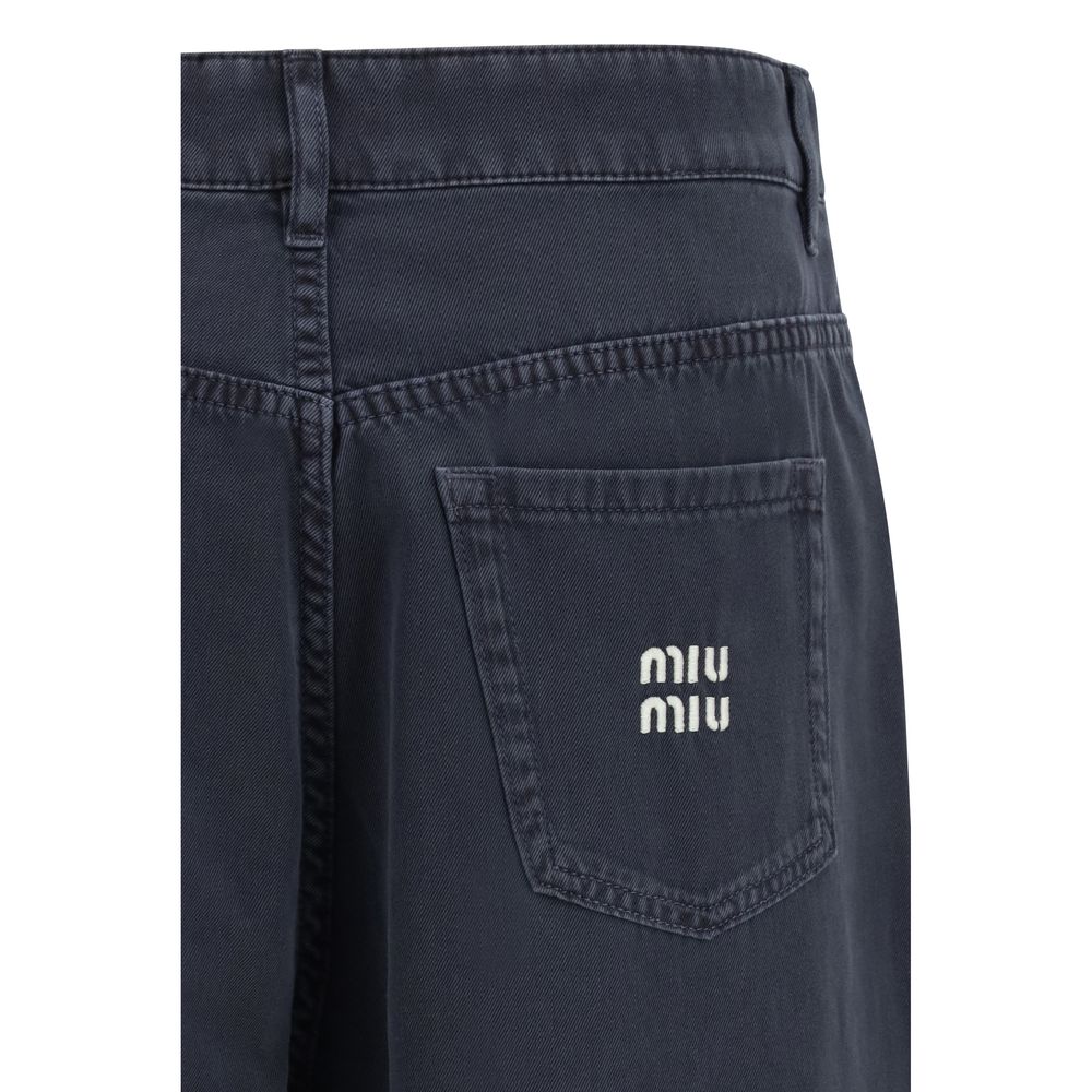 Miu Miu Blue Cotton Flared Jeans - Luxe Marca