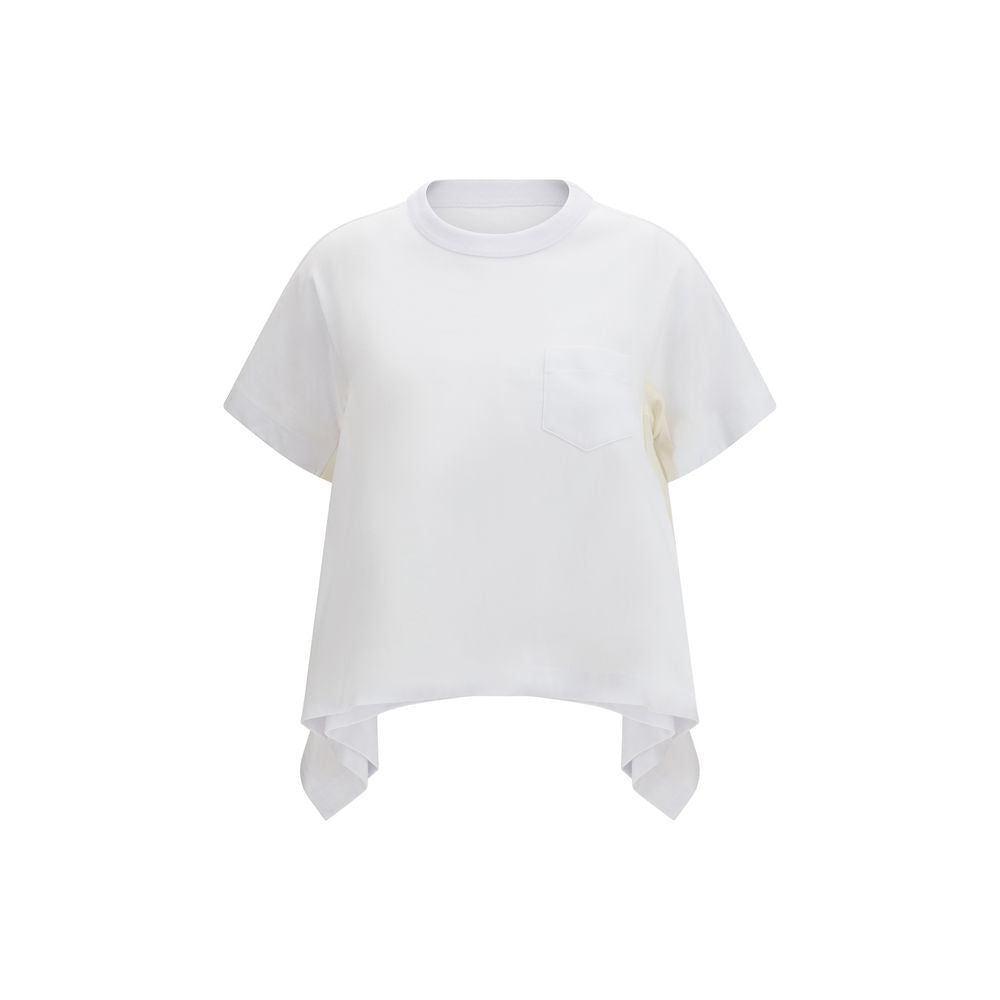 Sacai White Cotton T-Shirt - Luxe Marca