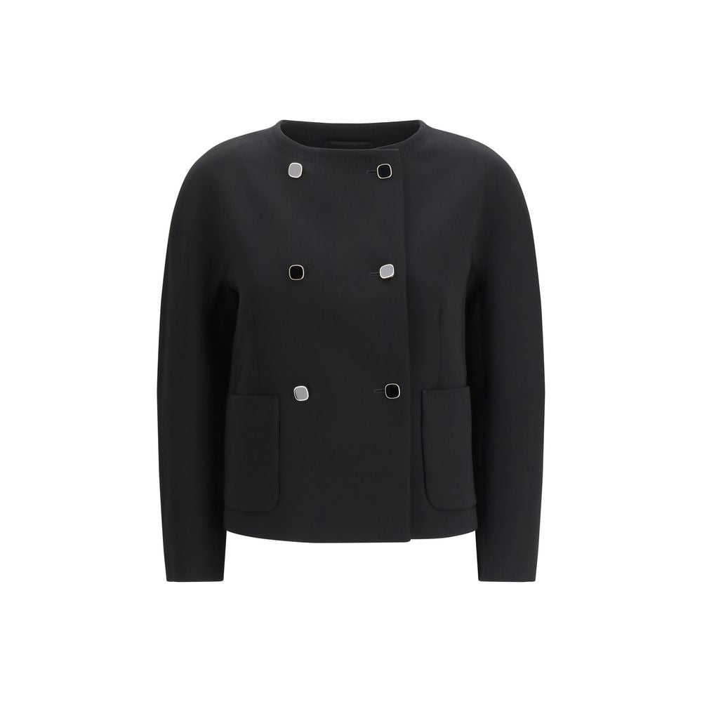 Max Mara Black Triacetate Full-Length Jacket - Luxe Marca