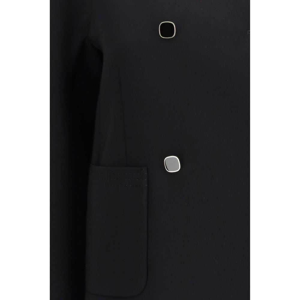 Max Mara Black Triacetate Full-Length Jacket - Luxe Marca