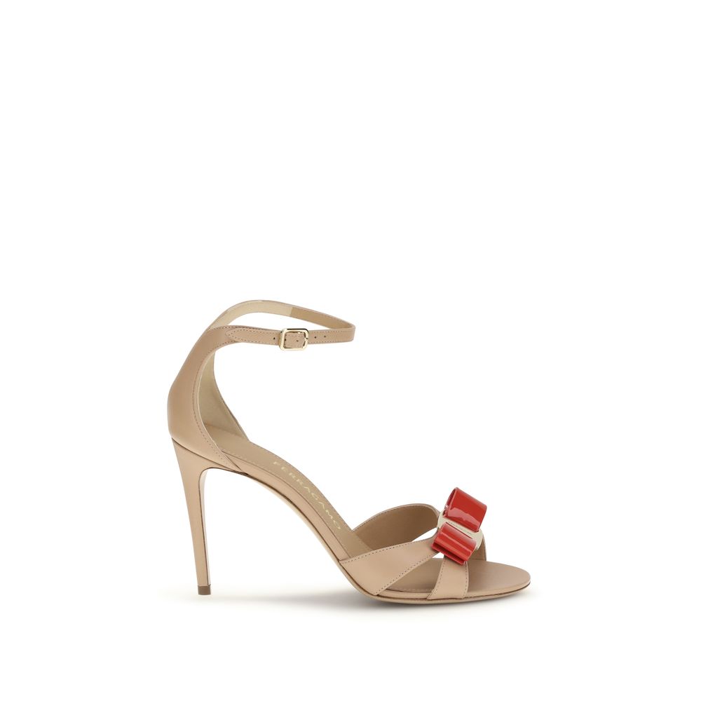 Ferragamo Beige Calf Leather Bos Taurus Stiletto Heel Sandals - Luxe Marca