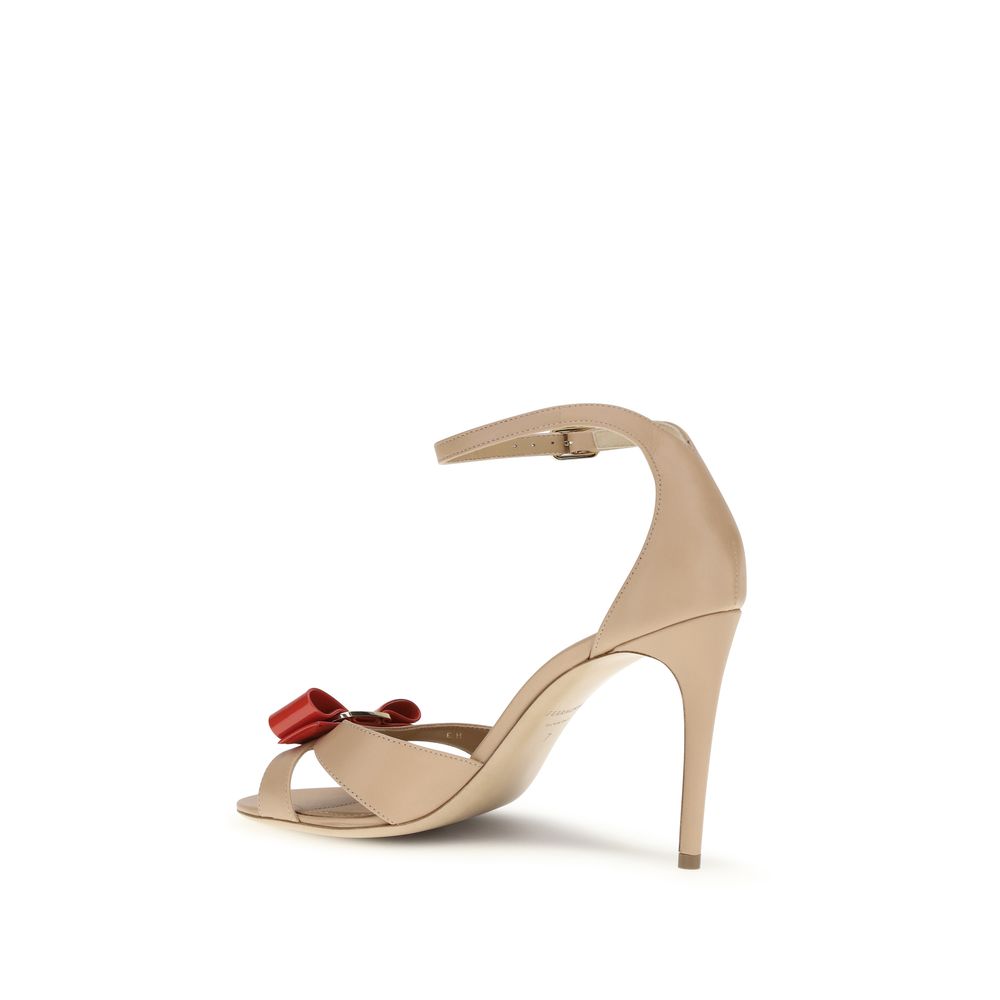 Ferragamo Beige Calf Leather Bos Taurus Stiletto Heel Sandals - Luxe Marca