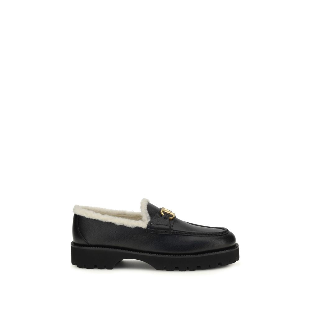 Valentino Garavani Black Calf Leather Bos Taurus Slip-On Loafers - Luxe Marca