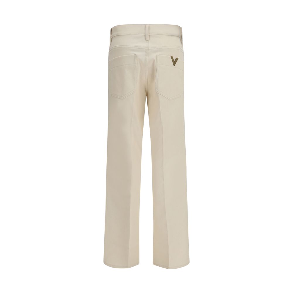 Valentino Beige Cotton Flared Jeans - Luxe Marca