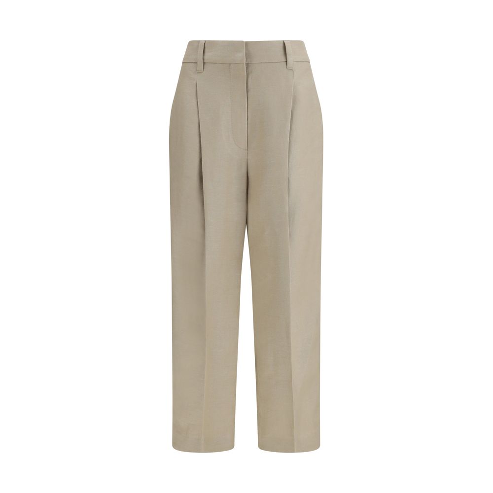 Brunello Cucinelli Beige Linen Casual Pants - Luxe Marca