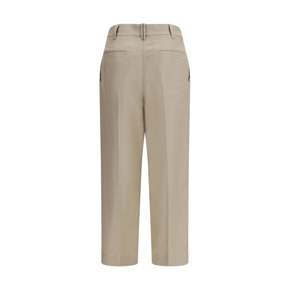 Brunello Cucinelli Beige Linen Casual Pants - Luxe Marca