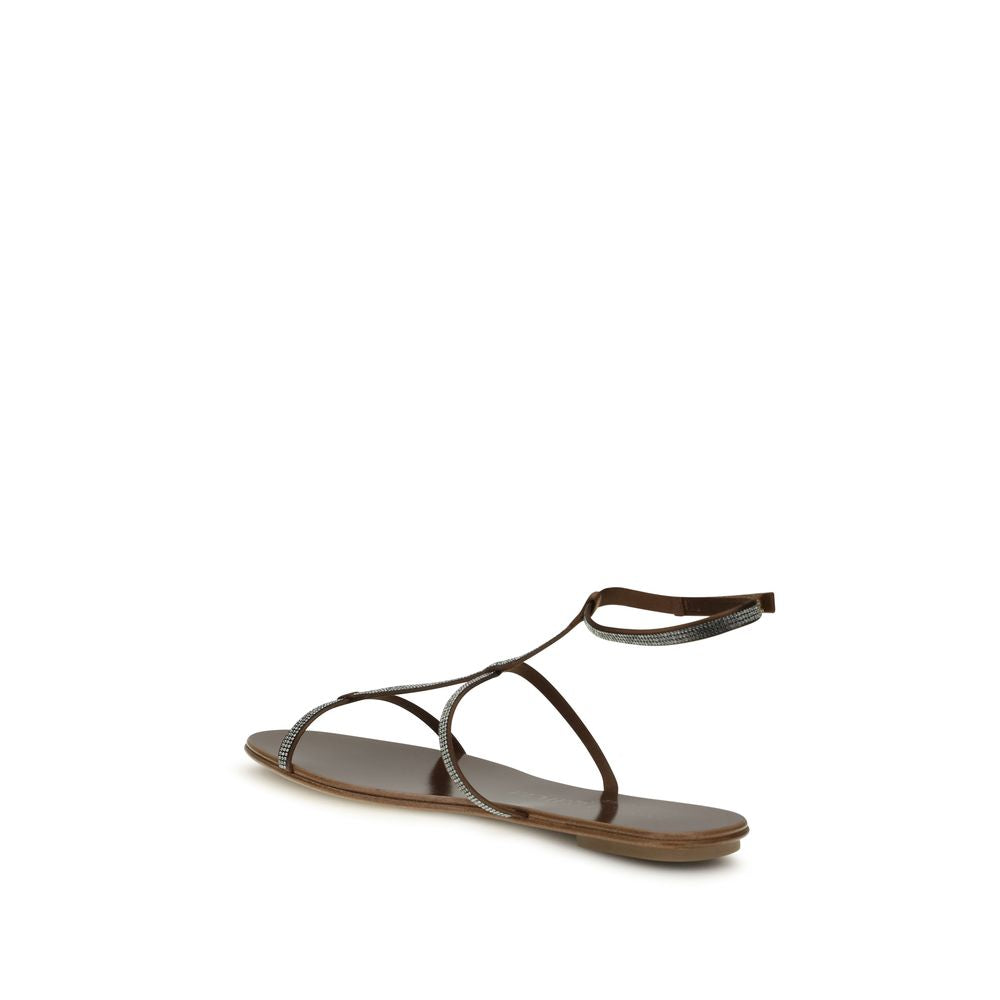 Pedro García Brown Calf Leather Bos Taurus Strap-On Sandals - Luxe Marca