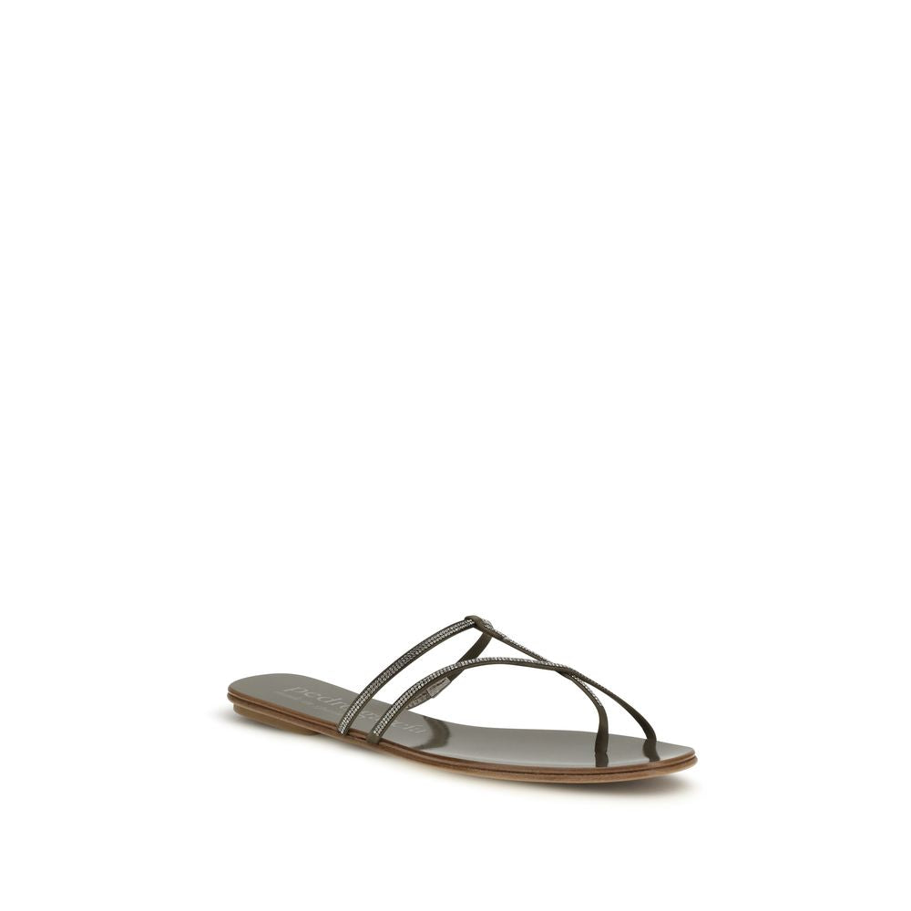 Pedro García Brown Calf Leather Bos Taurus Flat Sandals - Luxe Marca