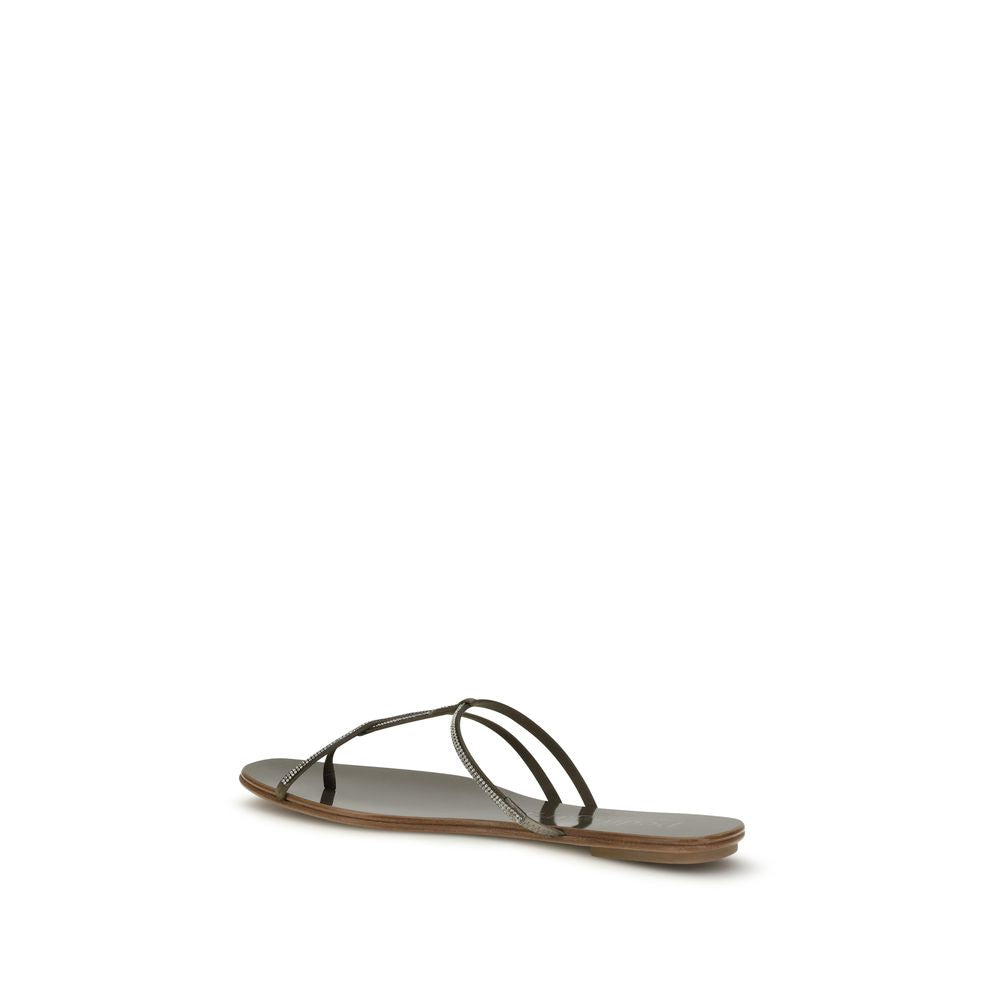 Pedro García Brown Calf Leather Bos Taurus Flat Sandals - Luxe Marca