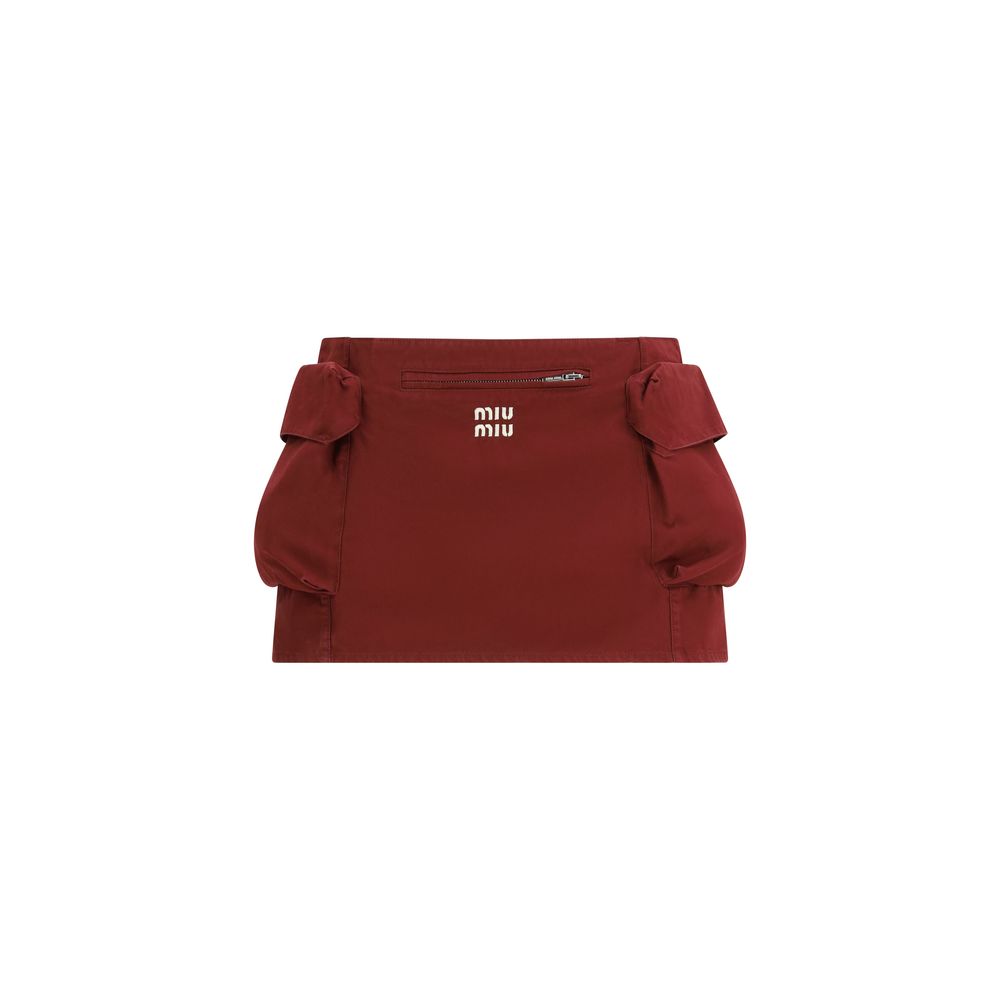 Miu Miu Bordeaux Cotton Mini Skirt - Luxe Marca