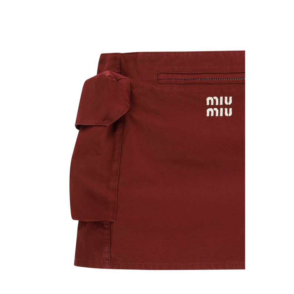 Miu Miu Bordeaux Cotton Mini Skirt - Luxe Marca
