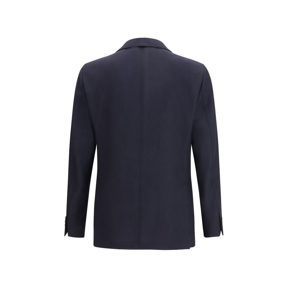 Lardini Blue Fleece Wool Blazer
