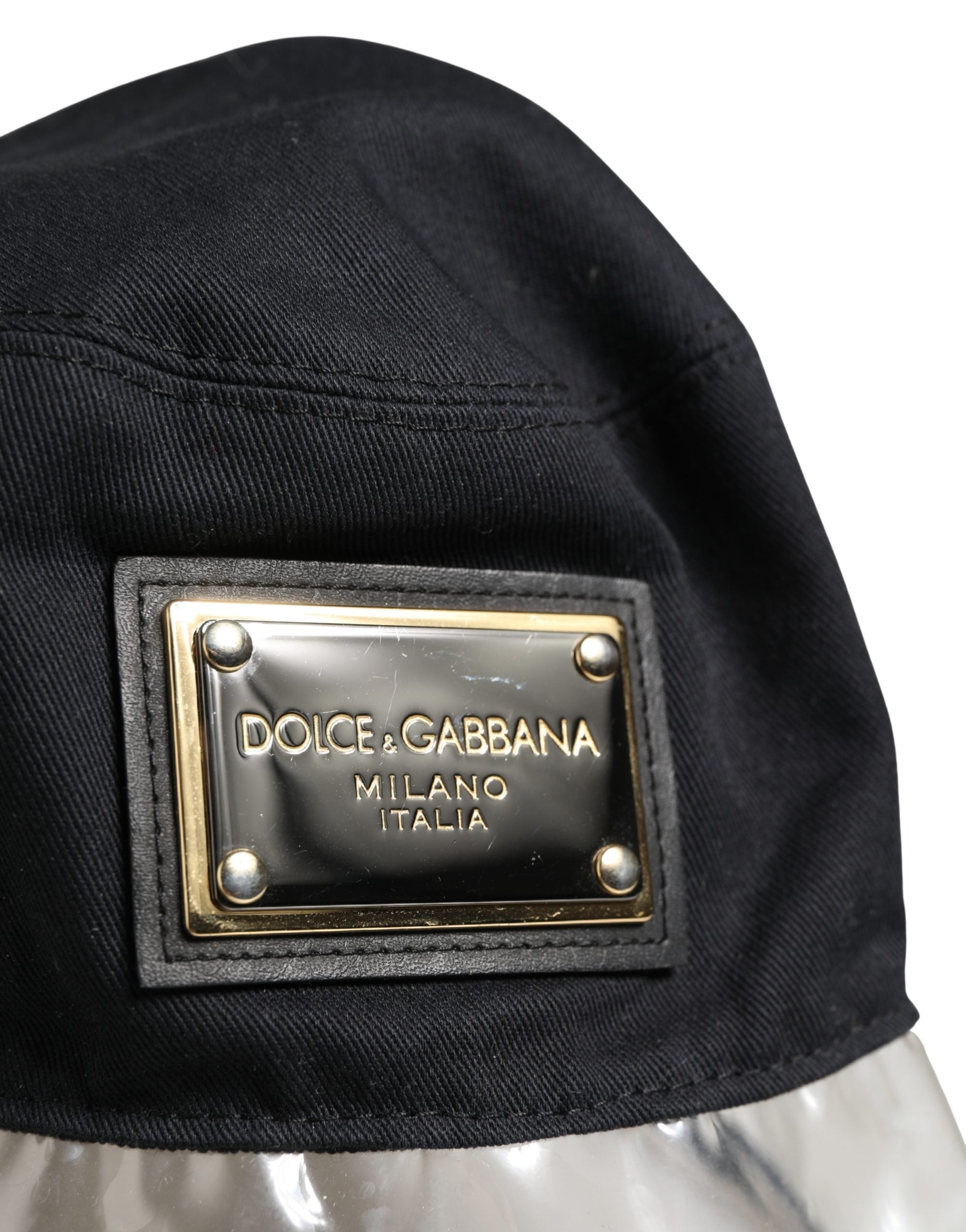 Dolce & Gabbana Black Cotton Plastic Fisherman Bucket Capello Hat - Luxe Marca