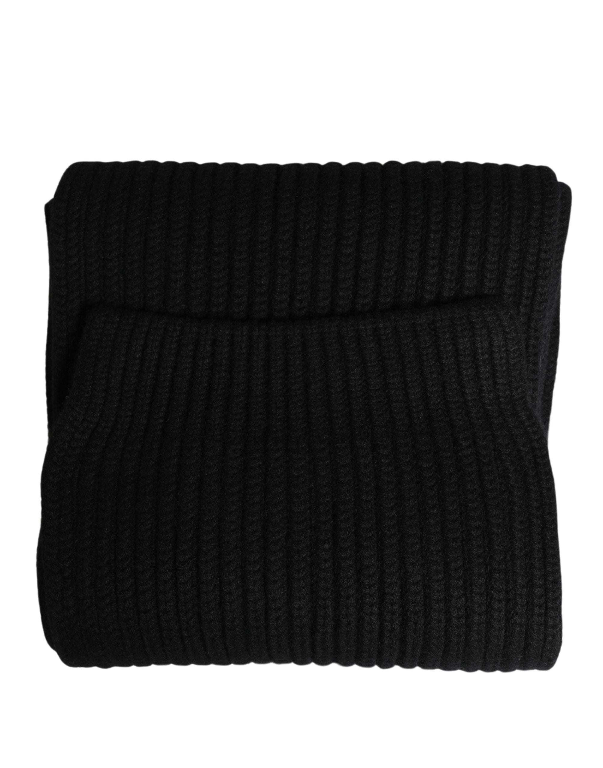 Dolce & Gabbana Black Cashmere Knitted Men Neck Warmer One Size Scarf - Luxe Marca