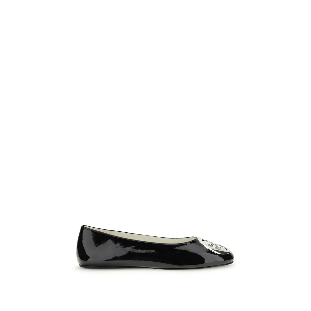 Tory Burch Black Calf Leather Bos Taurus Ballet Flats - Luxe Marca
